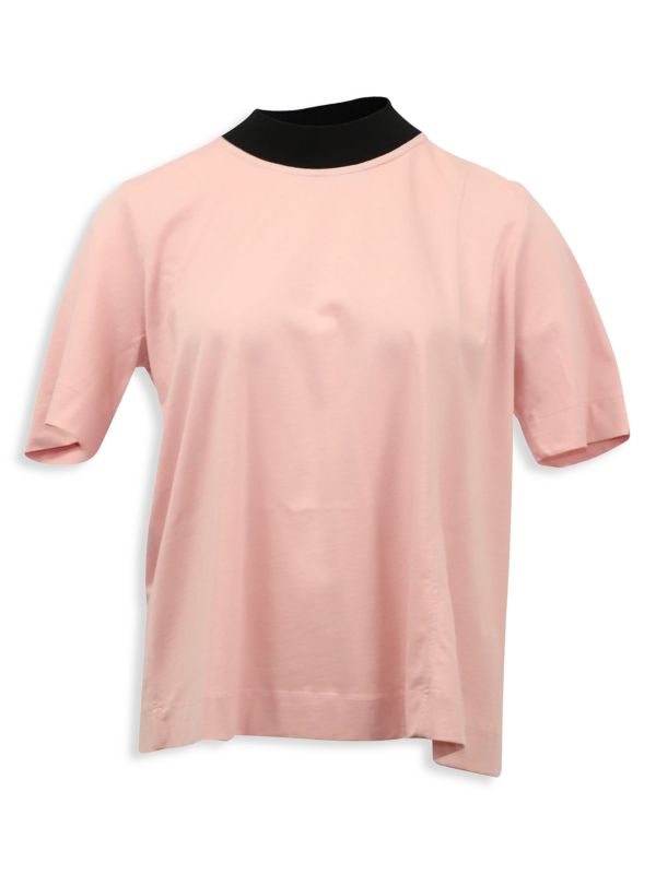 Marni Marni Jersey T-Shirt With Black Rib Neck In Pink Cotton